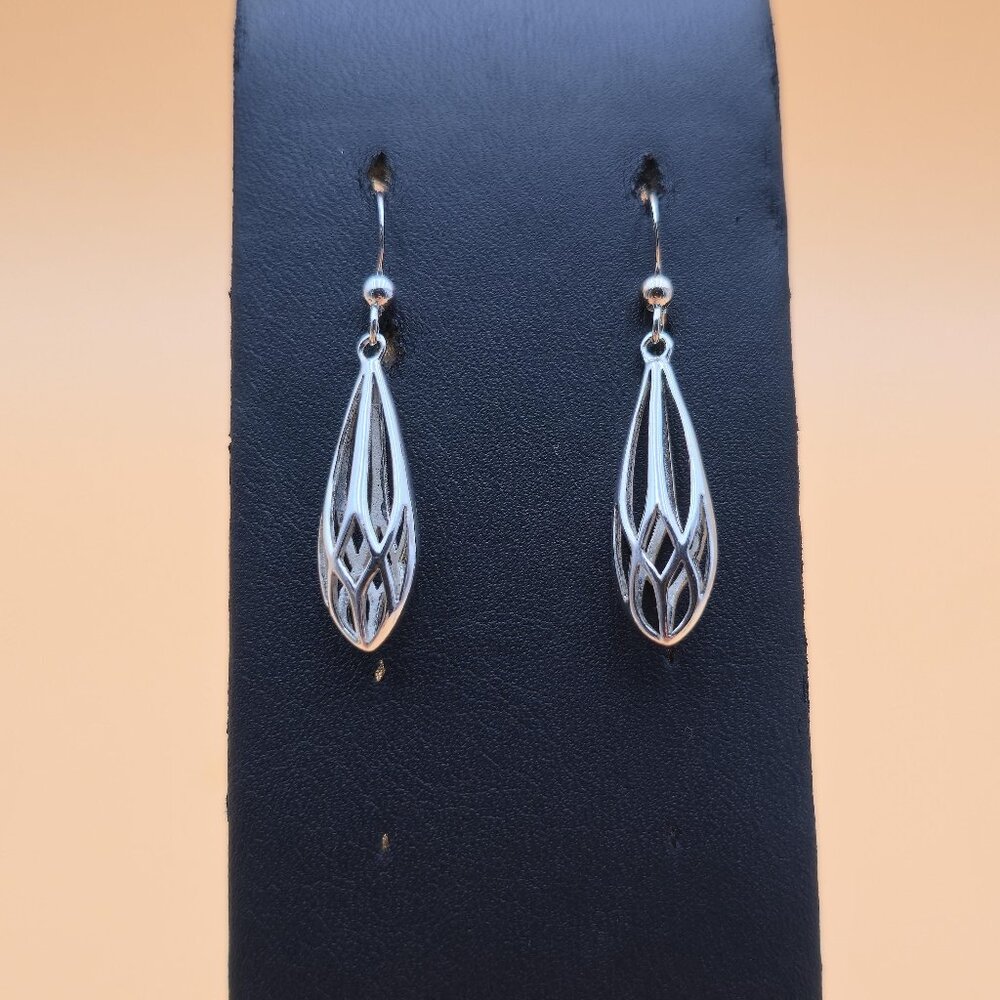 Sterling Silver Simple Design Dangle Earrings A4699